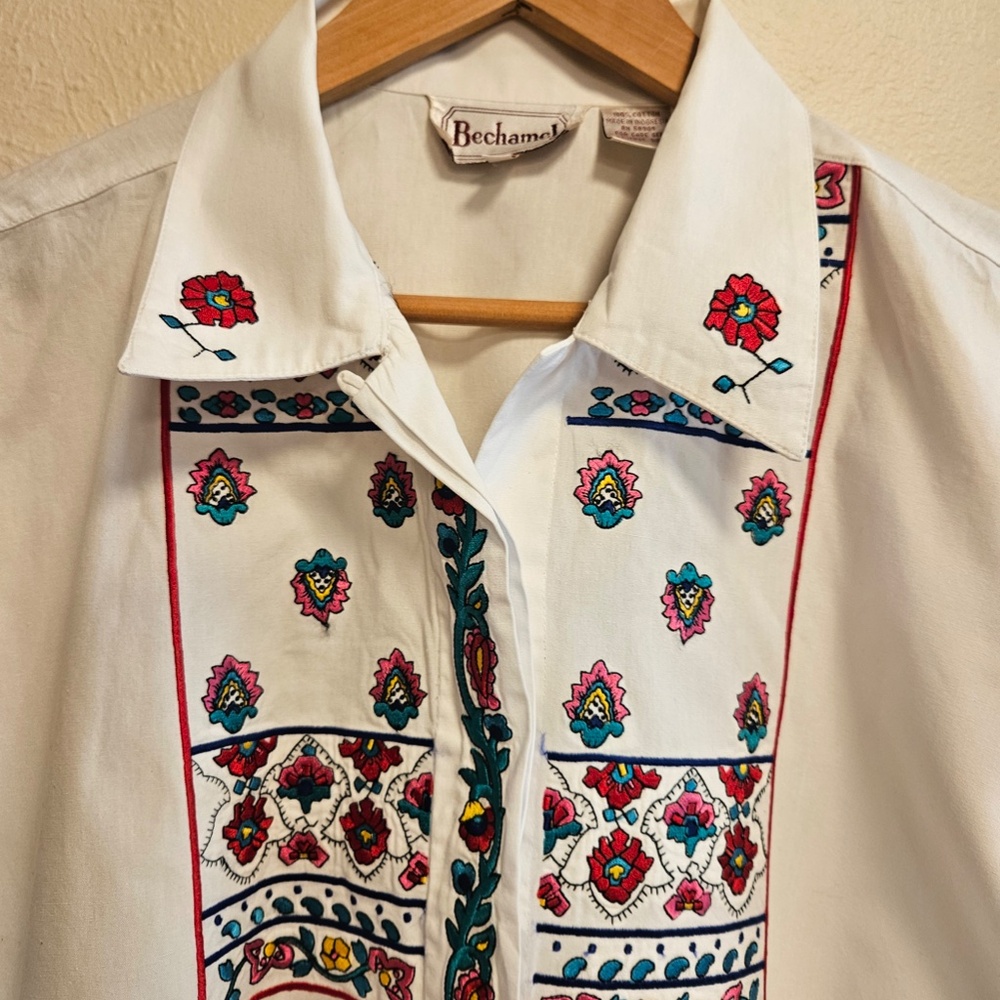 Vintage Embroidered Bechamel Button Up - image 2